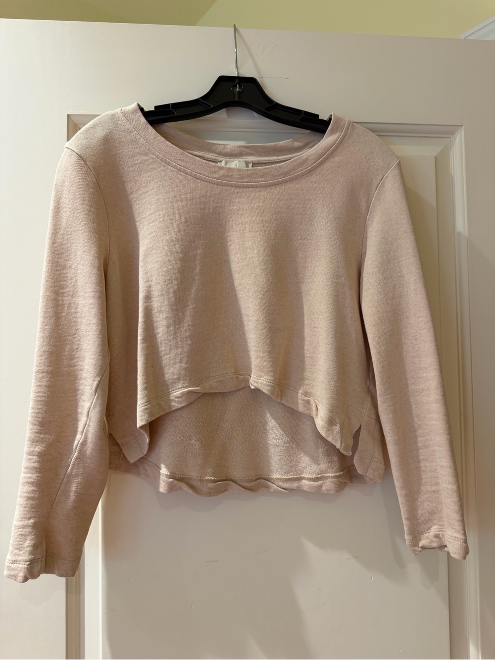 H&M Light Tan Cropped Layered Sweatshirt